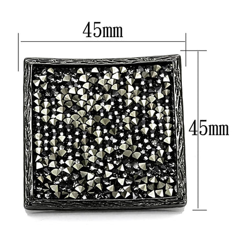 TIN Cobalt Black Brass Ring with Top Grade Crystal  in Light Gray