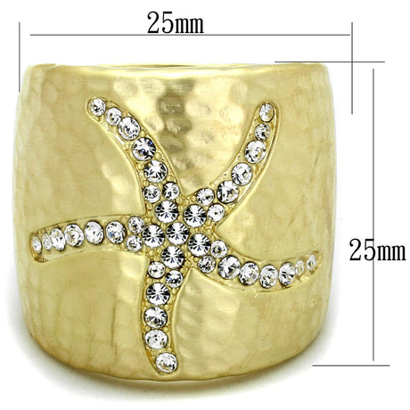 Gold & Brush Brass Ring with Top Grade Crystal  in Clear