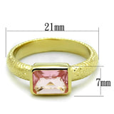 Gold Brass Ring with Synthetic Synthetic Glass in Rose