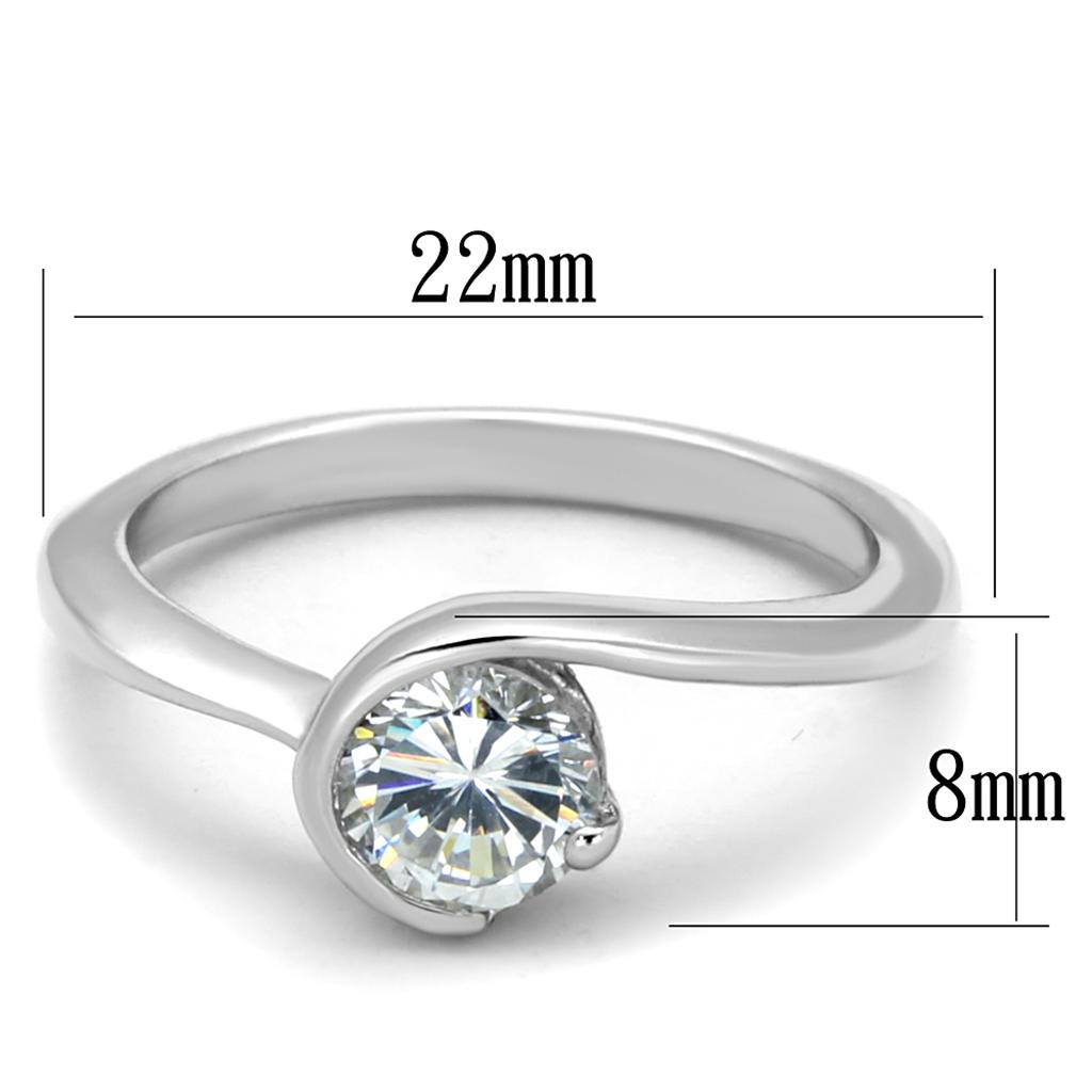 Rhodium Brass Ring with AAA Grade CZ  in Clear