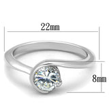 Rhodium Brass Ring with AAA Grade CZ  in Clear