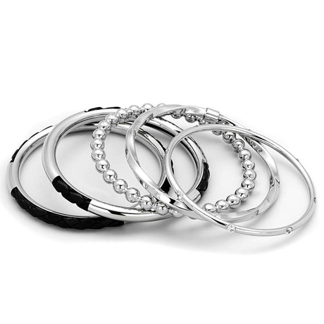 High polished (no plating) Stainless Steel Bangle with AAA Grade CZ  in Clear