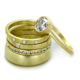 Gold & Brush Brass Ring with AAA Grade CZ  in Clear