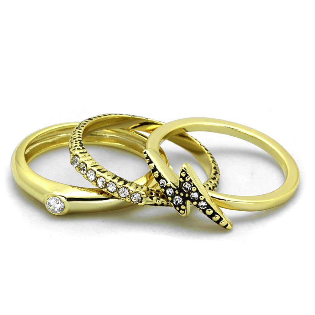 Gold Brass Ring with Top Grade Crystal  in Clear