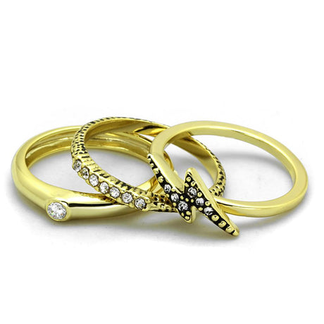 Gold Brass Ring with Top Grade Crystal  in Clear