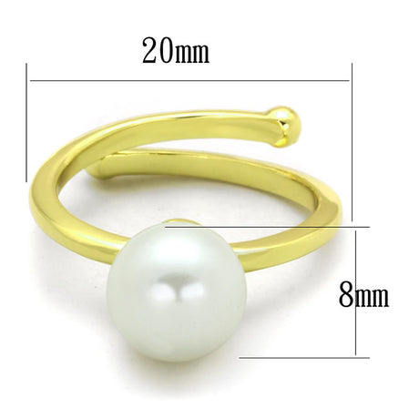 Gold Brass Ring with Synthetic Pearl in White