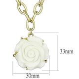 Gold & Brush Brass Necklace with Synthetic Synthetic Stone in White