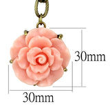 Antique Copper Brass Necklace with Synthetic Synthetic Stone in Rose
