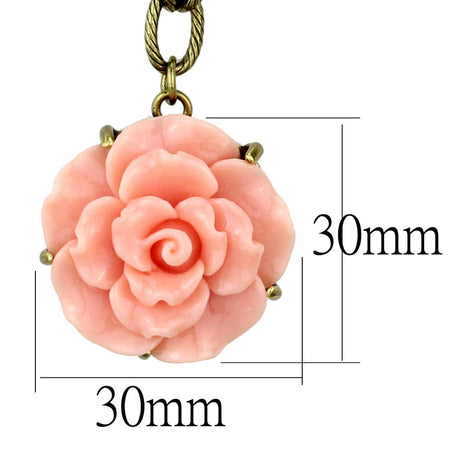 Antique Copper Brass Necklace with Synthetic Synthetic Stone in Rose