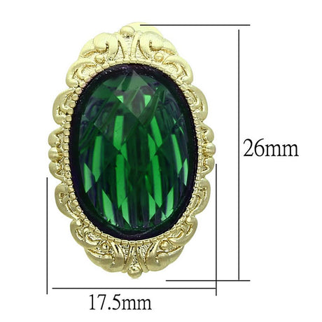 Gold & Brush Brass Earrings with Synthetic Synthetic Stone in Emerald