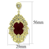 Gold & Brush Brass Earrings with Synthetic Synthetic Glass in Siam