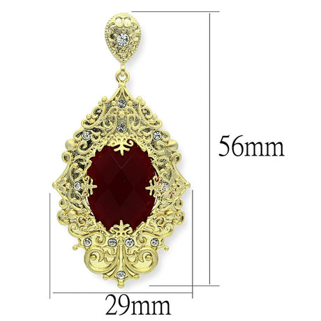 Gold & Brush Brass Earrings with Synthetic Synthetic Glass in Siam