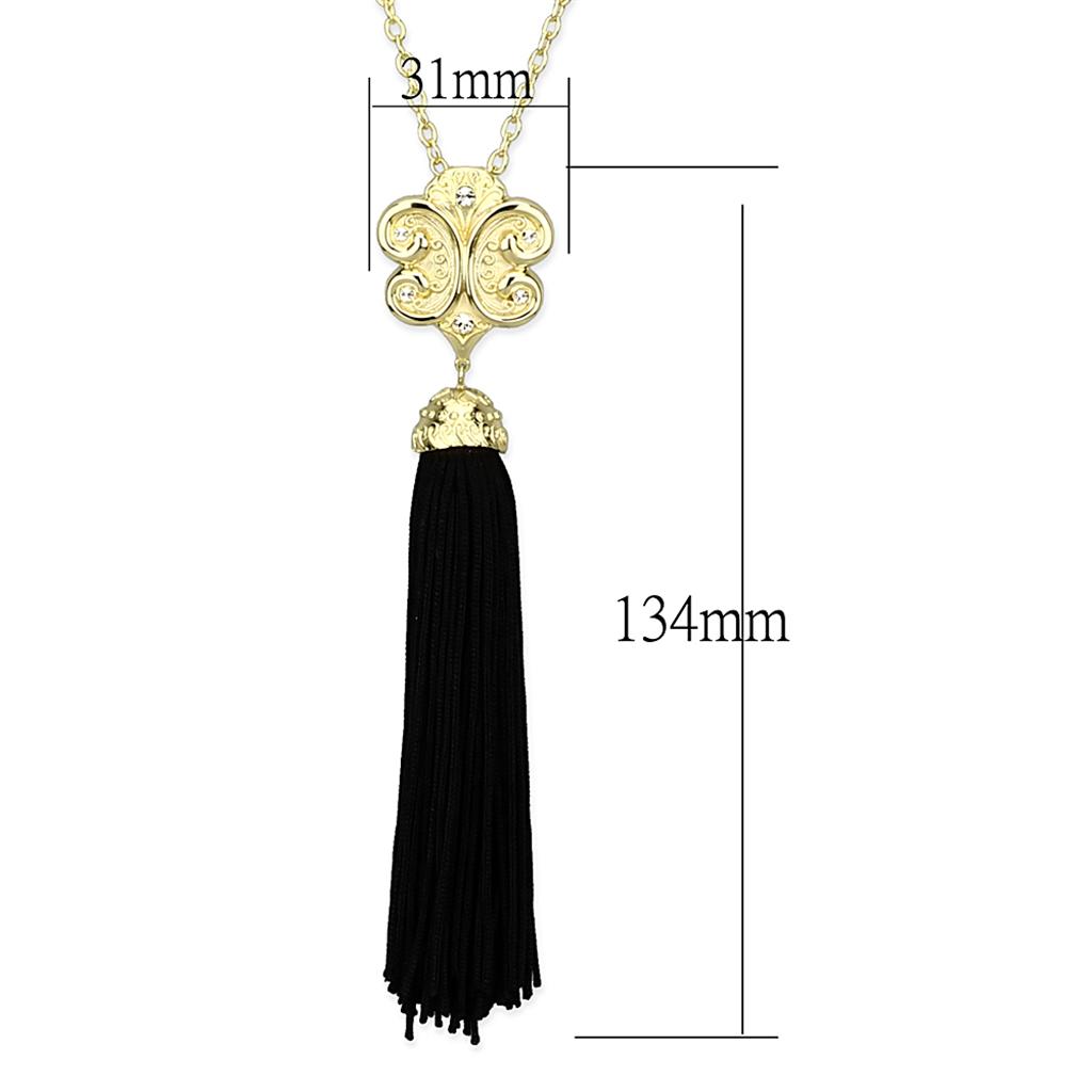 Gold & Brush Brass Chain Pendant with Top Grade Crystal  in Clear