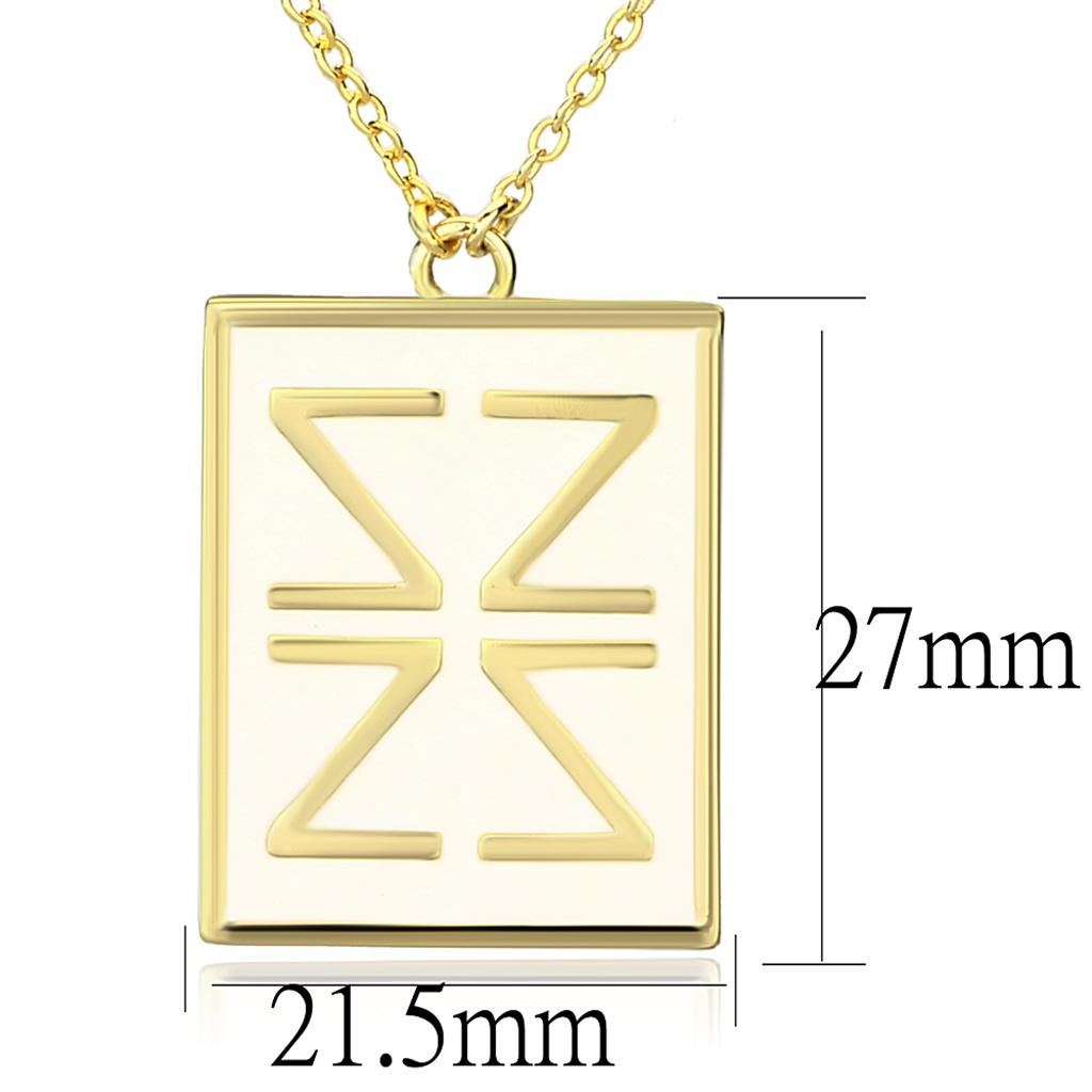 Gold Brass Chain Pendant with Epoxy  in White
