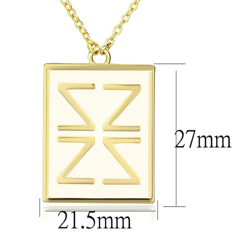 Gold Brass Chain Pendant with Epoxy  in White