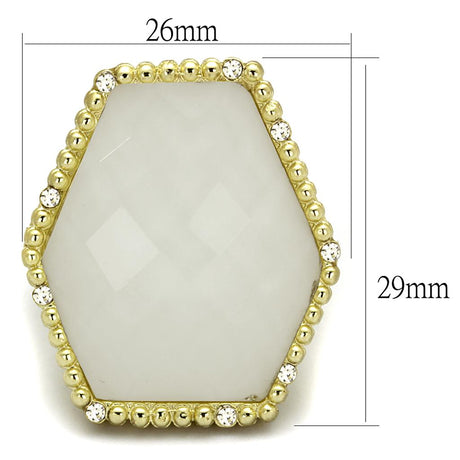 Gold & Brush Brass Ring with Synthetic Synthetic Stone in Clear