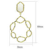 Gold & Brush Brass Earrings with Synthetic Synthetic Stone in White
