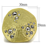 Gold & Brush Brass Ring with Top Grade Crystal  in Clear