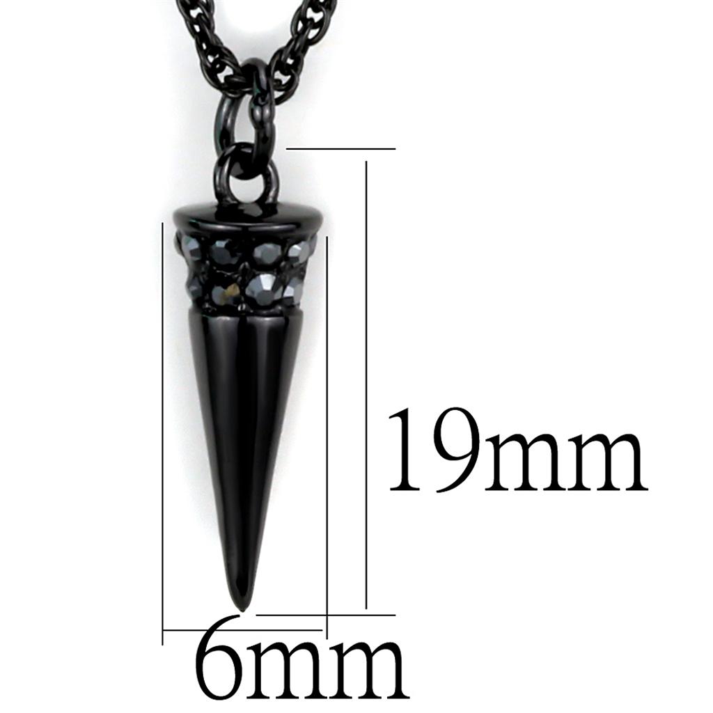 TIN Cobalt Black Brass Chain Pendant with Top Grade Crystal  in Hematite