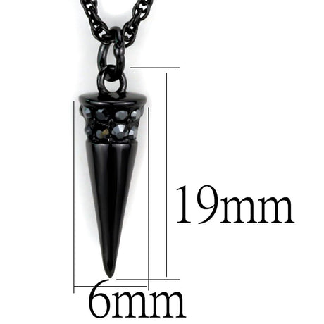 TIN Cobalt Black Brass Chain Pendant with Top Grade Crystal  in Hematite