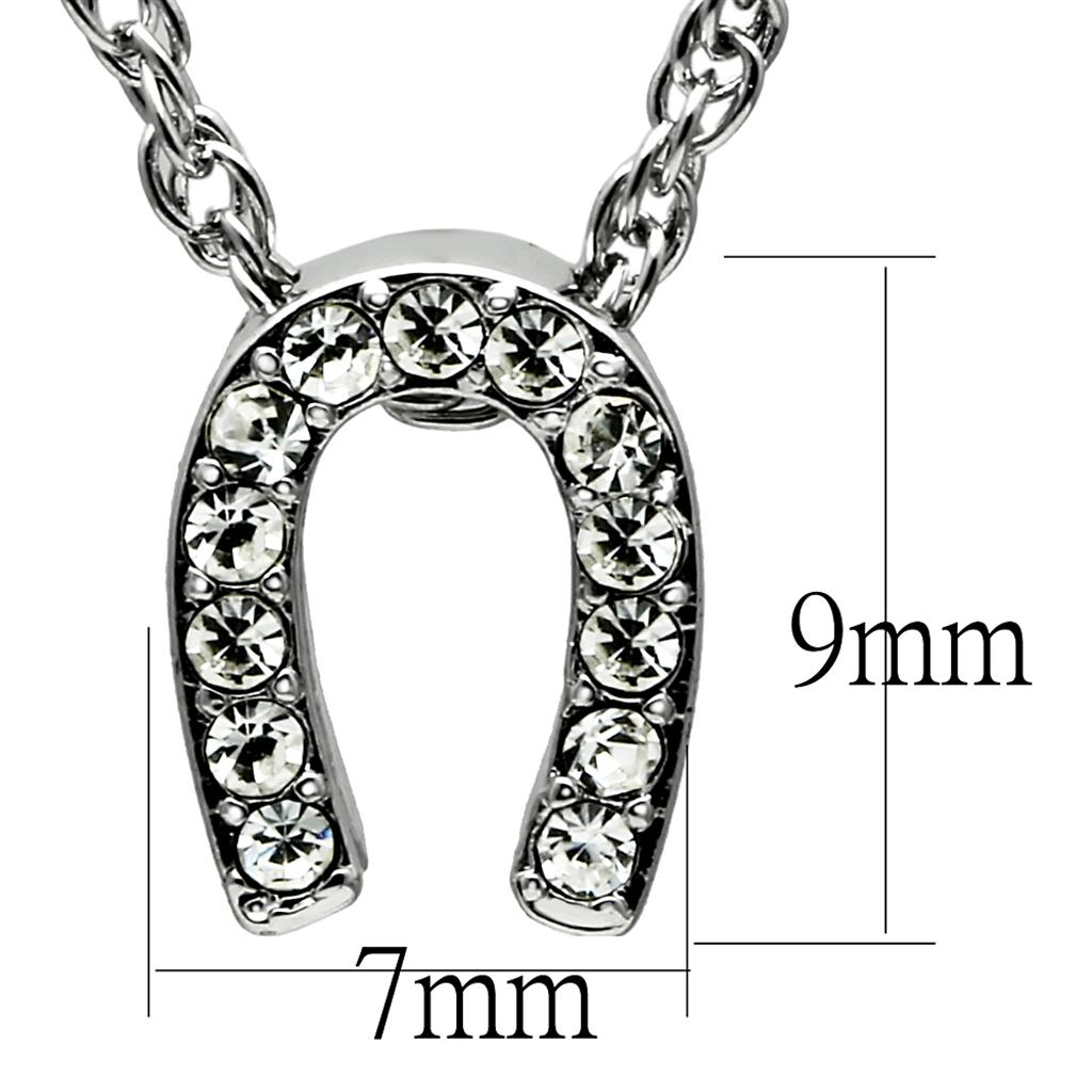 Rhodium Brass Chain Pendant with Top Grade Crystal  in Clear