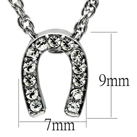 Rhodium Brass Chain Pendant with Top Grade Crystal  in Clear