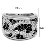 Rhodium + Ruthenium Brass Ring with AAA Grade CZ  in Black Diamond