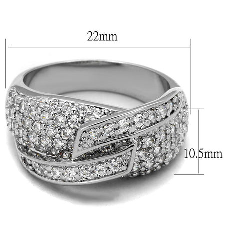 Rhodium Brass Ring with AAA Grade CZ  in Clear
