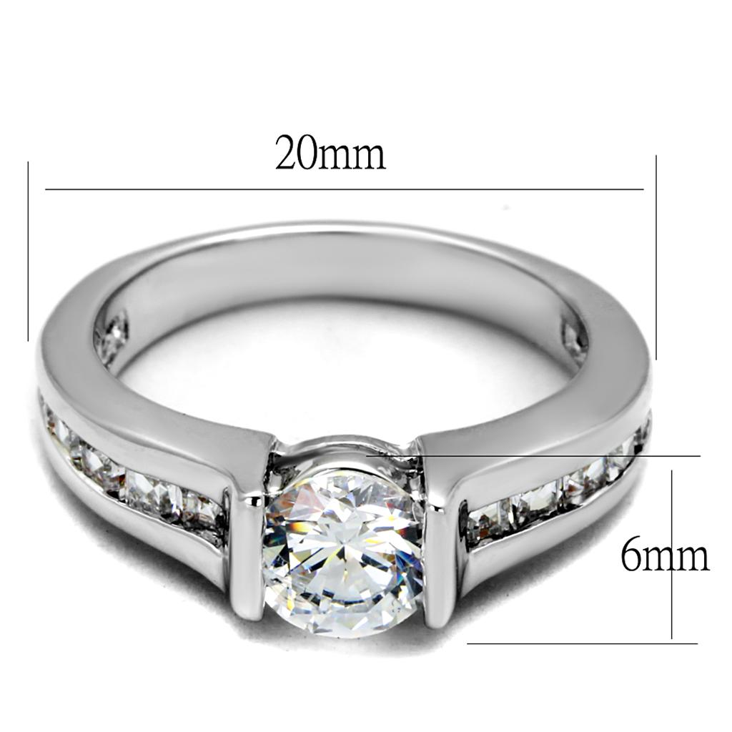 Rhodium Brass Ring with AAA Grade CZ  in Clear