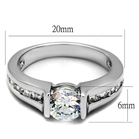 Rhodium Brass Ring with AAA Grade CZ  in Clear