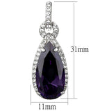 Rhodium Brass Earrings with AAA Grade CZ  in Amethyst