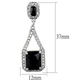 Rhodium Brass Earrings with AAA Grade CZ  in Jet