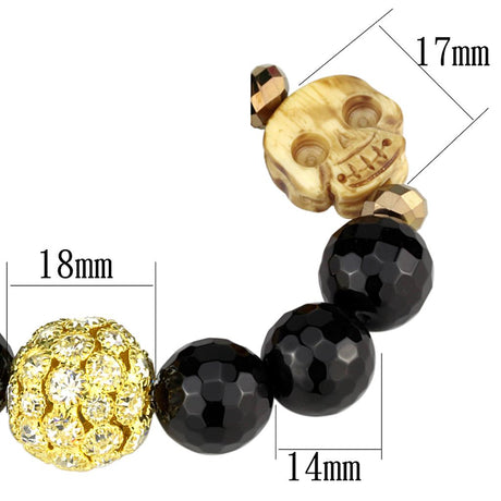 Gold Brass Bracelet with Synthetic Onyx in Jet