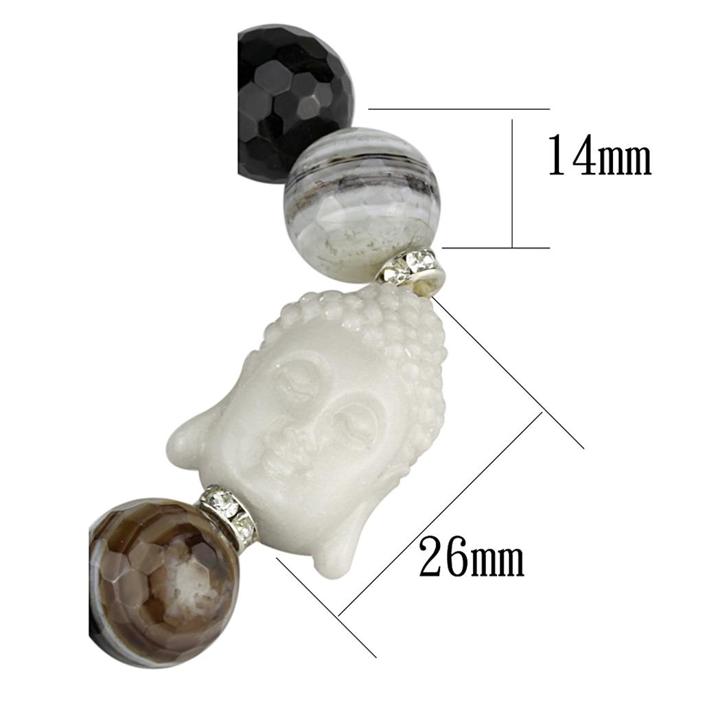 Rhodium Brass Bracelet with Synthetic Onyx in Multi Color