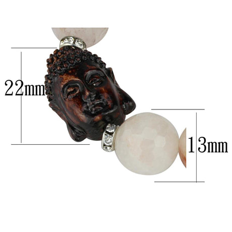 Rhodium Brass Bracelet with Synthetic Onyx in Light Rose