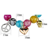 Rhodium + Gold + Rose Gold Brass Bracelet with Synthetic Onyx in Multi Color