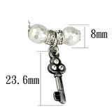 Antique Silver Brass Bracelet with Synthetic Glass Bead in White