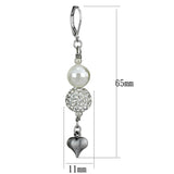 Antique Silver White Metal Earrings with Synthetic Glass Bead in White