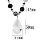 Antique Silver White Metal Necklace with Synthetic Synthetic Glass in Clear