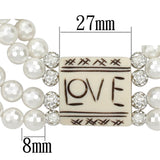 Antique Silver White Metal Necklace with Synthetic Glass Bead in White