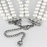 Antique Silver White Metal Necklace with Synthetic Glass Bead in White