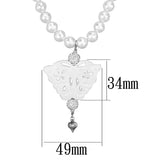 Antique Silver White Metal Necklace with Synthetic Glass Bead in White
