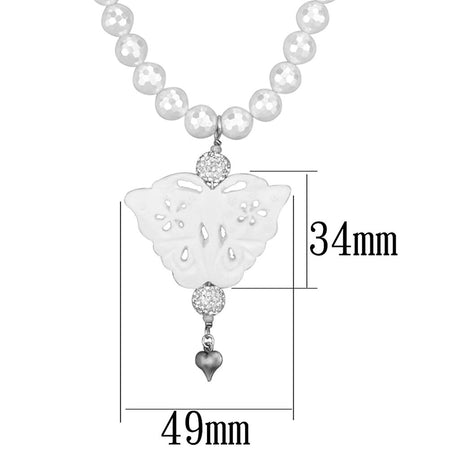 Antique Silver White Metal Necklace with Synthetic Glass Bead in White