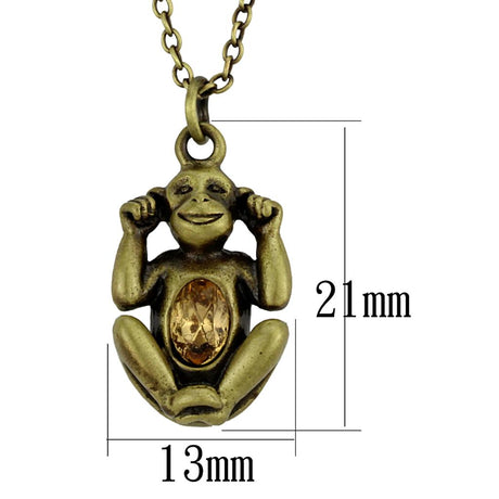 Antique Copper Brass Chain Pendant with Top Grade Crystal  in Citrine Yellow