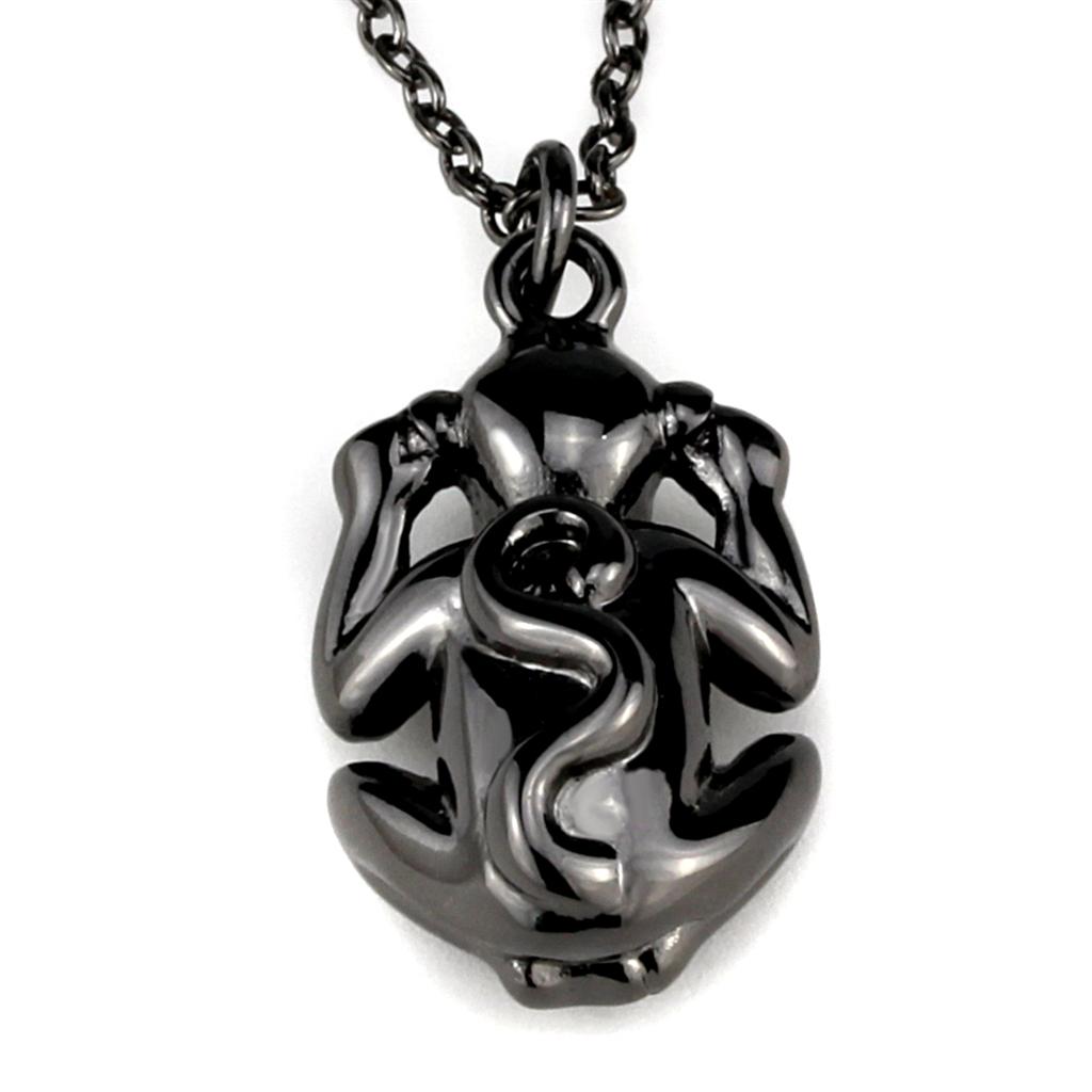 TIN Cobalt Black Brass Chain Pendant with Top Grade Crystal  in Citrine Yellow