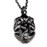 TIN Cobalt Black Brass Chain Pendant with Top Grade Crystal  in Citrine Yellow