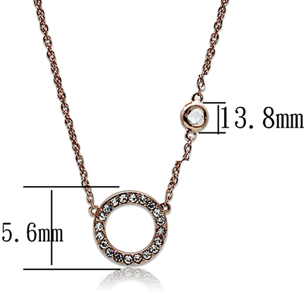 Rose Gold Brass Necklace with AAA Grade CZ  in Clear