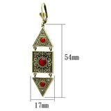Antique Copper Brass Earrings with Synthetic Synthetic Glass in Siam