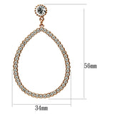 Rose Gold Brass Earrings with Top Grade Crystal  in Clear