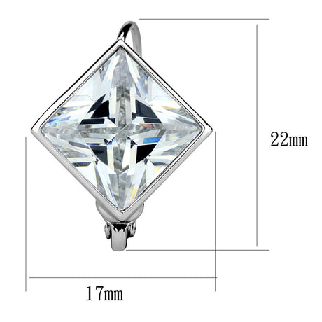 Rhodium Brass Earrings with AAA Grade CZ  in Clear
